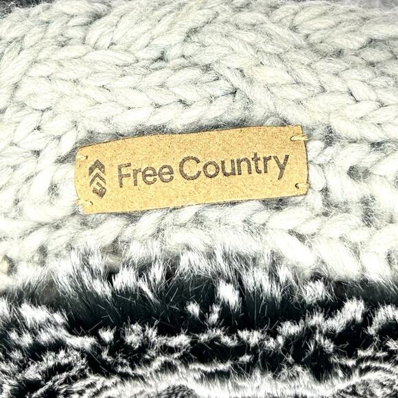 Free Country Chunky Knit Faux Fur Cowl Scarf Neck Warmer Gray Quiet Luxury - Picture 5 of 7